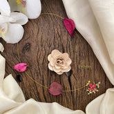 Vriksham Diya Pendant Invisible Chain-Red-Pearl-G16946