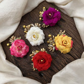 Vriksham Rose Flower With Golden Pollen 5 Pieces Hair Accessories-HF-KH1108