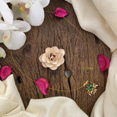 Vriksham Diya Pendant Invisible Chain-Green-Pearl-G16945