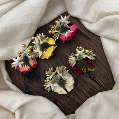 Vriksham Rose Flower With Golden Pollen 5 Pieces Hair Accessories-HF-H1109