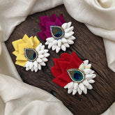 Vriksham Artificial Jasmine With Rose & Peacock Feather Bun Hair Pin-HF-H1089