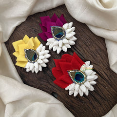 Vriksham Artificial Jasmine With Rose & Peacock Feather Bun Hair Pin-HF-H1089