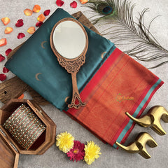 Green with Red Border Chandrakor Paithani Soft Silk Saree-VS4116