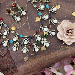 Elegant 2 Layer Multicolor Victorian Diamond Neckpiece-Tear Drop-VV1810