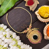 Vriksham Green Stone Traditional Kerala Palakka Chakra Pendant Neckpiece-G21305