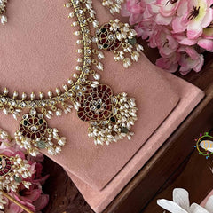 Vriksham Unique Dual Peacock Guttapusalu Rice Pearls Bridal Set-G20765