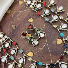 Elegant 2 Layer Multicolor Victorian Diamond Neckpiece-Tear Drop-VV1810