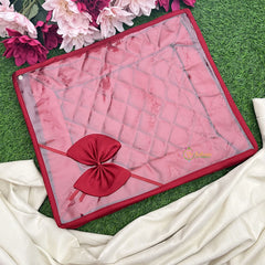 Return Gift Transparent Orgainser Saree Cover with Zipper & Bow-5 Inch-RG332