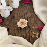 Vriksham Unique Floral Pendant Invisible Chain-Red Green-Pearl-G16996