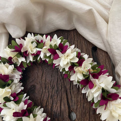 Vriksham Artificial Two Flowers Combination Gajra For Hair Bun-Pink White-HF-H1002