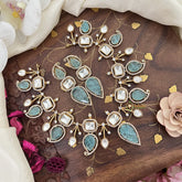 Exclusive Aqua Blue Victorian Diamond Short Neckpiece-VV1940