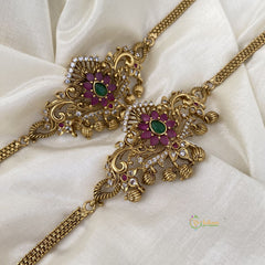 Gilded Semblance AD and Precious Kemp Stone Floral Vangi / Armlets - G11424