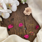 Vriksham Unique Flower Pendant Invisible Chain-Red Green-G16983