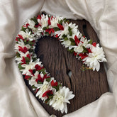 Vriksham Artificial Two Flowers Combination Gajra For Hair Bun-Red White-HF-H1000