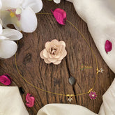 Vriksham Floral & Leaf Shape Pendant Invisible Chain-Red White-G17003