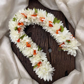 Vriksham Artificial Mixed Orange White Gajra Veni for Hair Accessories-HF-H1081