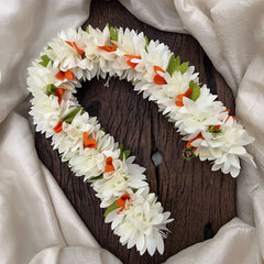 Vriksham Artificial Mixed Orange White Gajra Veni for Hair Accessories-HF-H1081