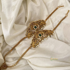 Premium Matt Ethnic AD Stone Four Peacock Vangi / Armlets - G11429