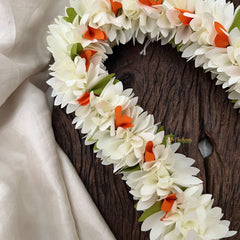 Vriksham Artificial Mixed Orange White Gajra Veni for Hair Accessories-HF-H1081