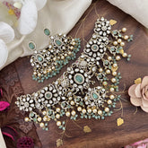 Unique Victorian Diamond Pastel Green Neckpiece-VV1875