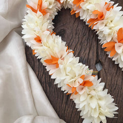 Vriksham Artificial Mixed Orange White Gajra Veni for Hair Accessories-HF-H1080