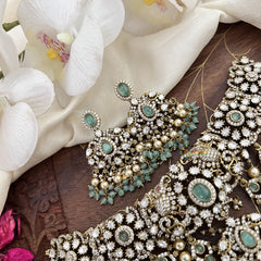 Unique Victorian Diamond Pastel Green Neckpiece-VV1875