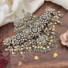 Unique Victorian Diamond Pastel Green Neckpiece-VV1875