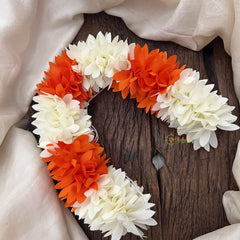 Vriksham Artificial Mixed Orange White Gajra Veni for Hair Accessories-HF-H1079