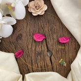 Vriksham Gold Look Alike AD Stone Floral Pendant Invisible Chain-Green-Pearl-G16993