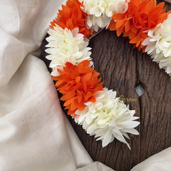 Vriksham Artificial Mixed Orange White Gajra Veni for Hair Accessories-HF-H1079