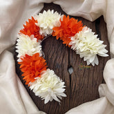 Vriksham Artificial Mixed Orange White Gajra Veni for Hair Accessories-HF-H1079