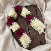 Vriksham Artificial Mixed Rani Pink & White Gajra Veni for Hair Accessories-HF-H1078