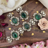 Emerald Green Victorian Diamond High Neck Choker-VV107