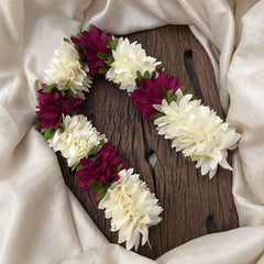 Vriksham Artificial Mixed Rani Pink & White Gajra Veni for Hair Accessories-HF-H1078