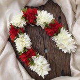 Vriksham Artificial Mixed Radish Red & White Gajra Veni for Hair Accessories-HF-H1131