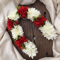 Vriksham Artificial Mixed Radish Red & White Gajra Veni for Hair Accessories-HF-KH1131