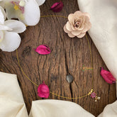 Vriksham Gold Look Alike AD Stone Floral Pendant Invisible Chain-Red-Pearl-G16992