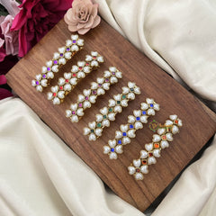 Return Gift Pearl Floral Hair Clips – Set of 6 Gold-Plated Designer Pins-H1139