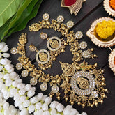 Vriksham White AD Stone Lakshmi Short Neckpiece-Gold-G21296