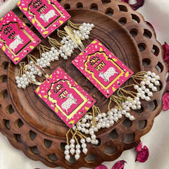 Vriksham Pink Cow Printed Shubh Labh Door Hangings-(Pack of 2)-RG355