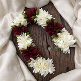 Vriksham Artificial Mixed Maroon & White Gajra Veni for Hair Accessories-HF-H1076