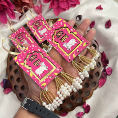 Vriksham Pink Cow Printed Shubh Labh Door Hangings-(Pack of 2)-RG355