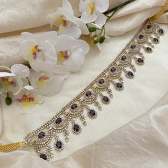 Designer Bridal American Diamond Hip Chain-Purple-G14057