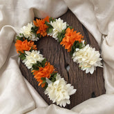 Vriksham Artificial Mixed Orange & White Gajra Veni for Hair Accessories-HF-H1075