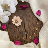 Vriksham Gold Look Alike AD Stone 5 Floral Pendant Invisible Chain-Red-G16990