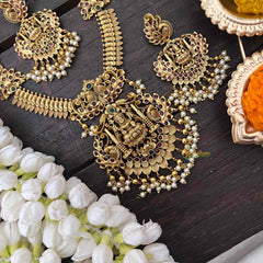 Vriksham Premium Lakshmi Neckpiece with Peacock Mugappu -G21297