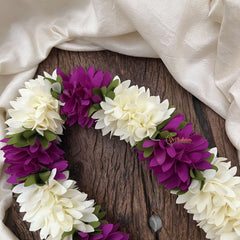 Vriksham Artificial Mixed Dark Purple & White Gajra Veni for Hair Accessories-HF-H1072