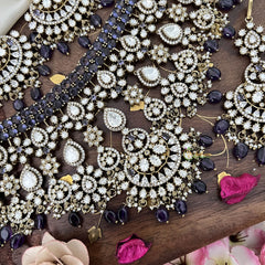 Premium Purple Victorian Diamond Bridal Choker-Pearl-VV1671