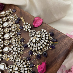 Premium Purple Victorian Diamond Bridal Choker-Pearl-VV1671