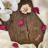 Vriksham Gold Look Alike AD Stone 3 Floral Pendant Invisible Chain-Red-G16991